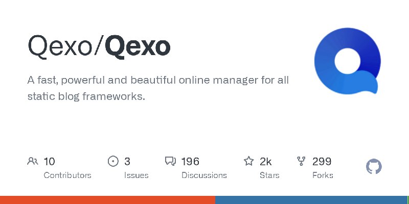 GitHub - Qexo/Qexo: A fast, powerful and beautiful online manager for all static blog frameworks.