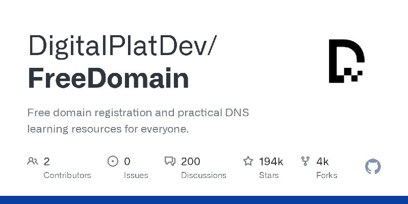 GitHub - DigitalPlatDev/FreeDomain: Free domain registration and practical DNS learning resources for everyone.