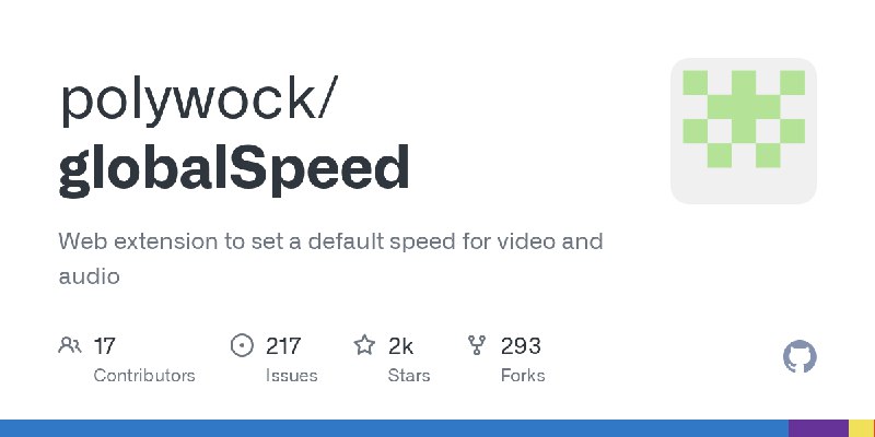 GitHub - polywock/globalSpeed: Web extension to set a default speed for video and audio