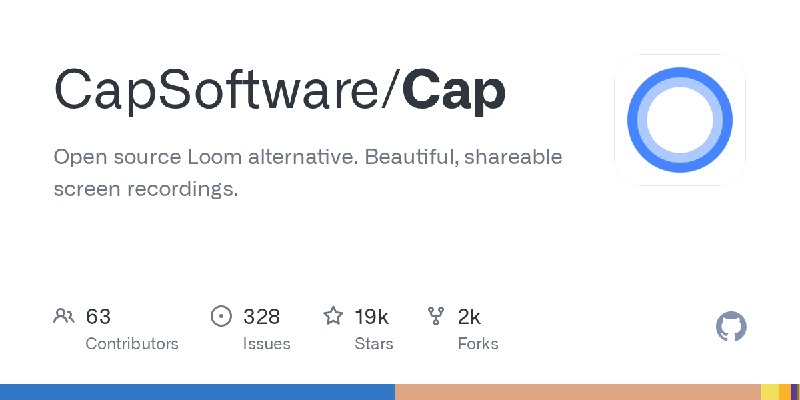 GitHub - CapSoftware/Cap: Open source Loom alternative. Beautiful, shareable screen recordings.