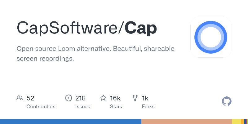 GitHub - CapSoftware/Cap: Open source Loom alternative. Beautiful, shareable screen recordings.