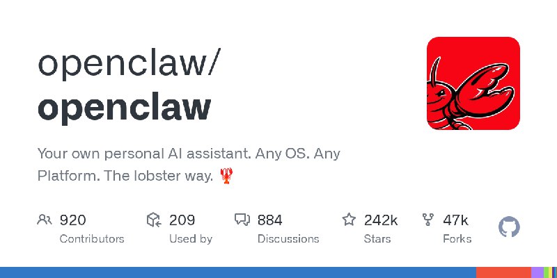 GitHub - openclaw/openclaw: Your own personal AI assistant. Any OS. Any Platform. The lobster way. 🦞