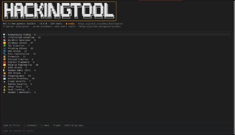 GitHub - Z4nzu/hackingtool: ALL IN ONE Hacking Tool For Hackers
