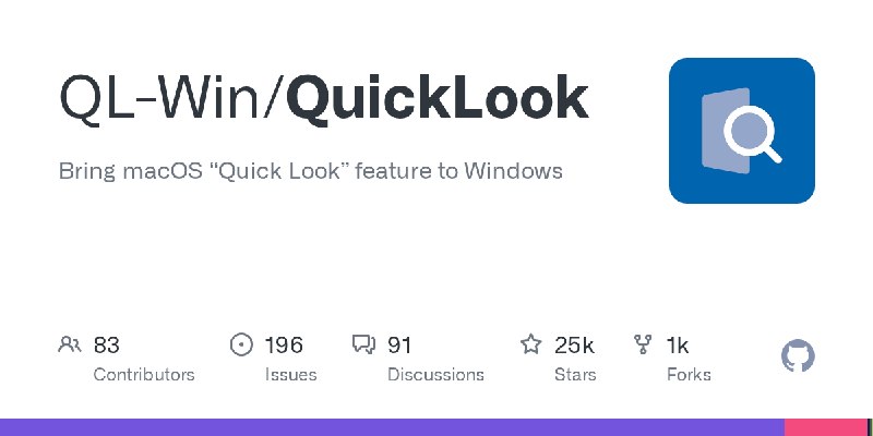 GitHub - QL-Win/QuickLook: Bring macOS “Quick Look” feature to Windows