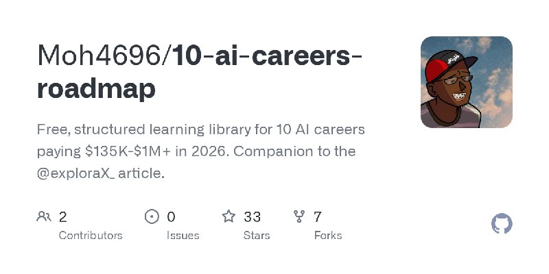 GitHub - Moh4696/10-ai-careers-roadmap: Free, structured learning library for 10 AI careers paying $135K-$1M+ in 2026. Companion…