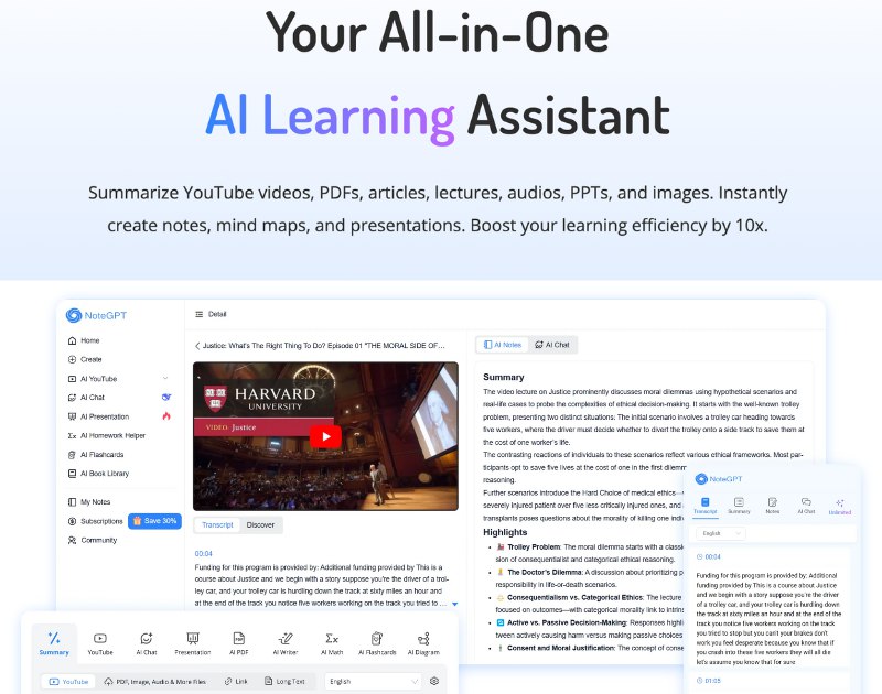NoteGPT – Your All-in-One AI Learning Assistant. Summarize, Chat & Write – Fast & Free.
