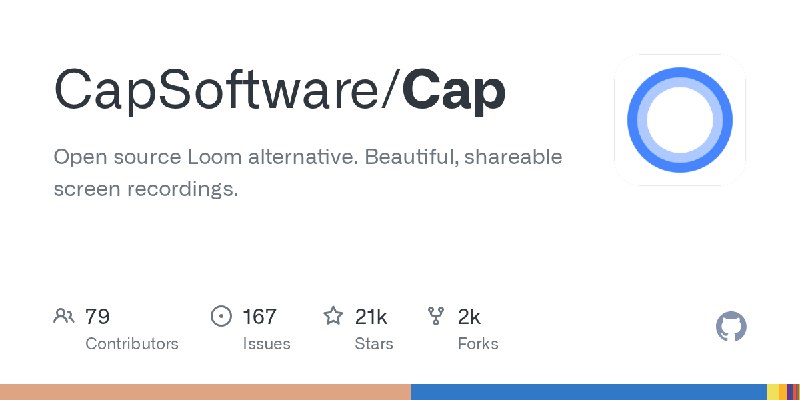 GitHub - CapSoftware/Cap: Open source Loom alternative. Beautiful, shareable screen recordings.